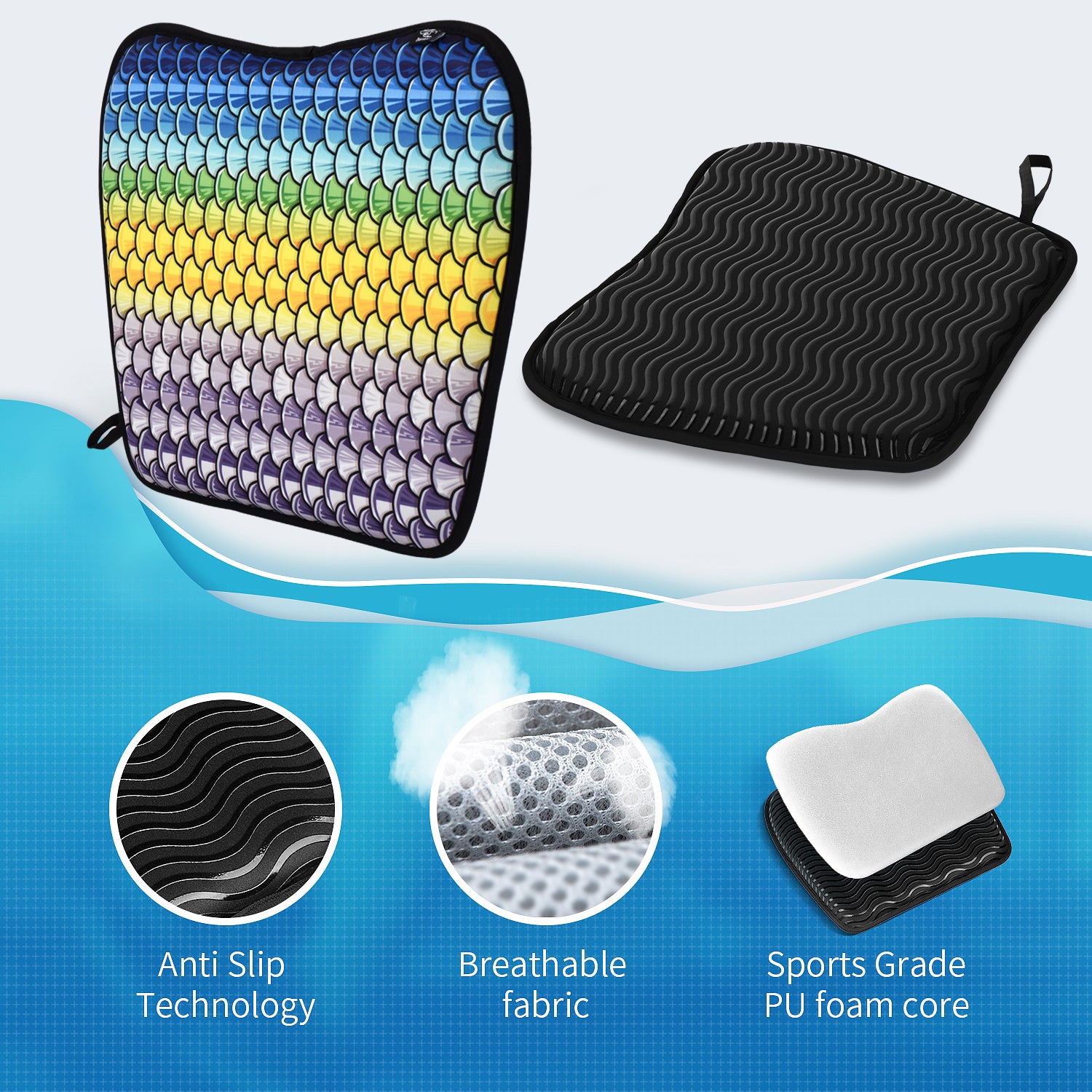 Blue Scales Anti Slip Kayak Seat Cushion