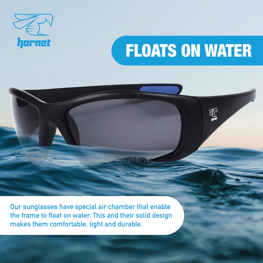 Hornet Watersports Floating Sunglasses with Polarized Lenses- Ideal for Fishing Boating Kayaking Paddling and More (Cool Grey Blue)