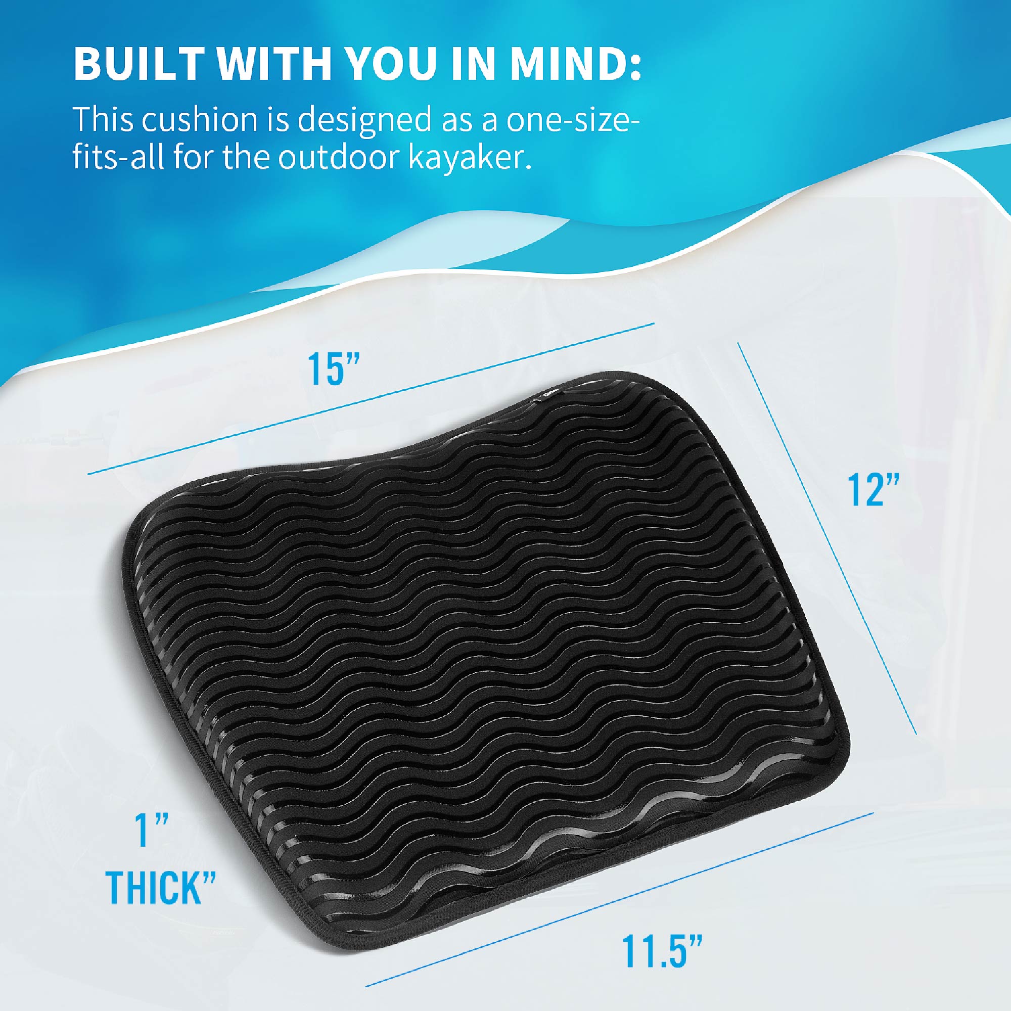 Anti Slip Kayak Gel Seat Cushion Thick Waterproof Egg Seat Cushion Kayak  Seat Pad With Non-Slip Cover For Sit In Kayak Inflatable Kayak Canoe & Boat